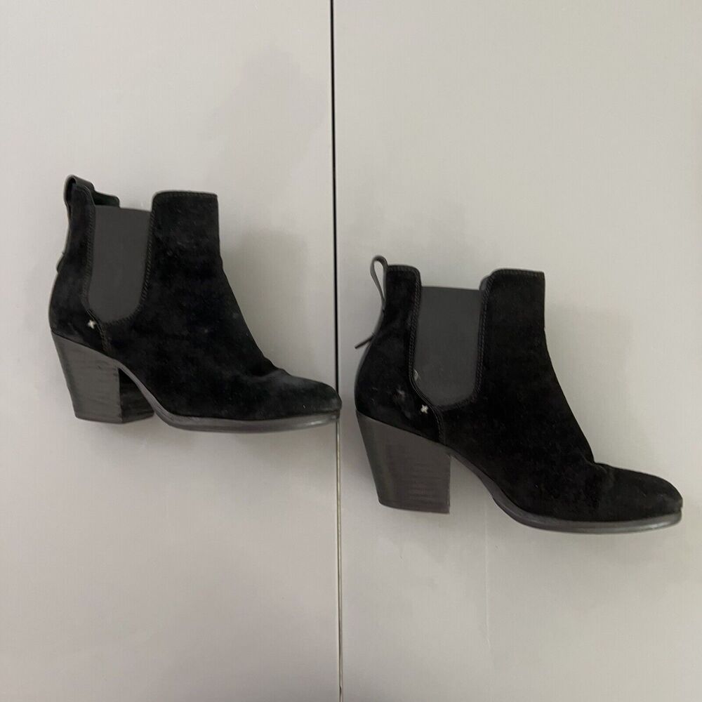 Rag & Bone New York Chelsea Ankle Boot Women's 38 (US 8) Black Suede Block Heel